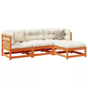 4 részes viaszbarna tömör fenyőfa kerti kanapészett