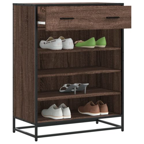 barna tölgy színű szerelt fa és fém cipőszekrény 75x38x97,5 cm