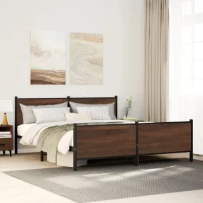   vidaXL barna tölgy színű fém ágykeret matrac nélkül 200 x 200 cm