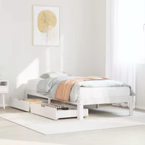   vidaXL fehér tömör fenyőfa ágykeret fiókokkal 90 x 200 cm