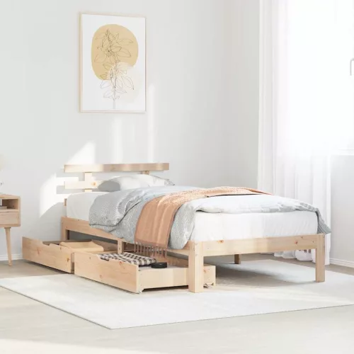 vidaXL tömör fenyőfa ágykeret fiókokkal 75 x 190 cm