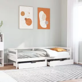 vidaXL tömör fenyőfa kanapéágy fiókkal 90 x 200 cm