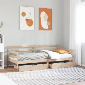 fehér tömör fenyőfa kanapéágy fiókkal 80 x 200 cm