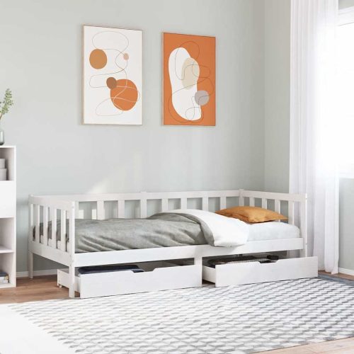 fehér tömör fenyőfa kanapéágy fiókkal 80 x 200 cm