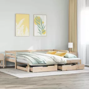 kihúzható heverő fiókokkal matrac nélkül 90 x 190 cm