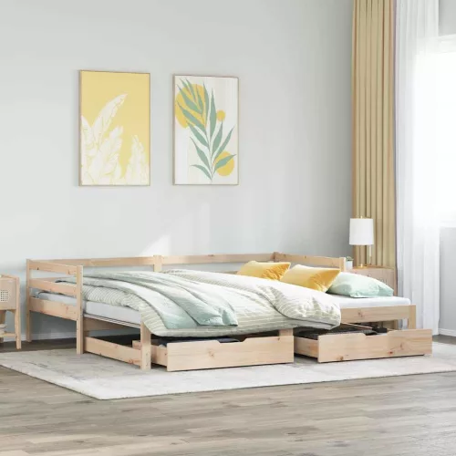 kihúzható heverő fiókokkal matrac nélkül 90 x 190 cm