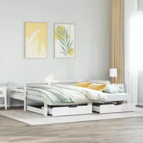   fehér kihúzható heverő fiókokkal matrac nélkül 80 x 200 cm