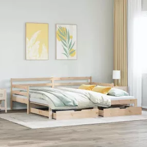 kihúzható heverő fiókokkal matrac nélkül 90 x 200 cm