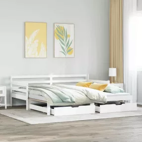   vidaXL fehér kihúzható heverő fiókokkal matrac nélkül 90 x 200 cm
