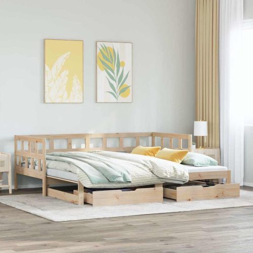 kihúzható heverő fiókokkal matrac nélkül 90 x 200 cm