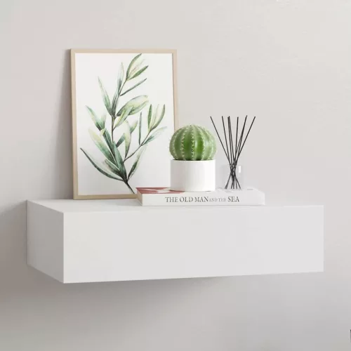 fehér MDF falra szerelhető fiókos polc 40 x 23,5 x 10 cm