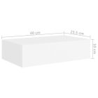 fehér MDF falra szerelhető fiókos polc 40 x 23,5 x 10 cm