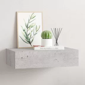   betonszürke MDF falra szerelhető fiókos polc 40 x 23,5 x 10 cm