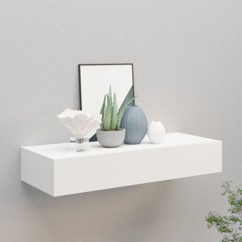 fehér MDF falra szerelhető fiókos polc 60 x 23,5 x 10 cm