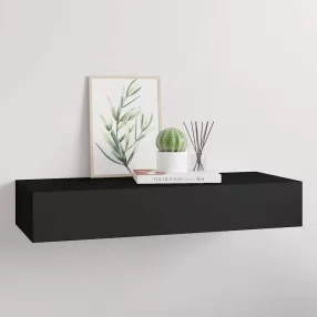 fekete MDF falra szerelhető fiókos polc 60 x 23,5 x 10 cm