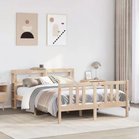 vidaXL tömör fenyőfa ágykeret fejtámlával 120 x 200 cm