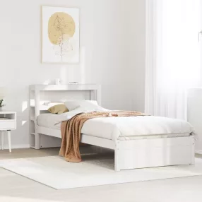 fehér tömör fenyőfa ágykeret fejtámlával 75 x 190 cm