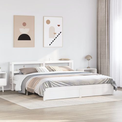 fehér ágykeret fejtámlával matrac nélkül 200x200 cm