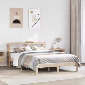 vidaXL tömör fenyőfa ágykeret fejtámlával 120 x 190 cm