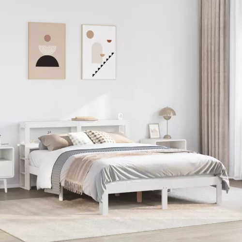 vidaXL fehér tömör fenyőfa ágykeret fejtámlával 120 x 190 cm