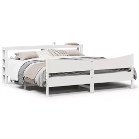   vidaXL fehér tömör fenyőfa ágykeret fejtámlával 200 x 200 cm