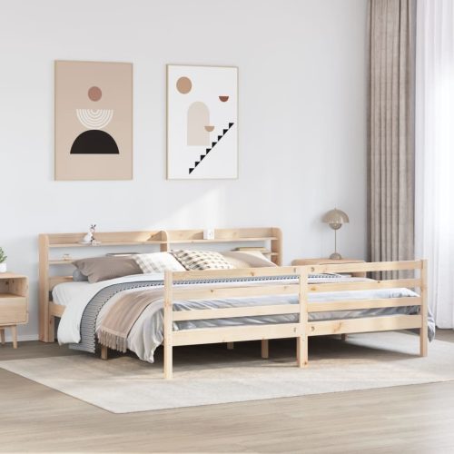 tömör fenyőfa ágykeret fejtámlával 200 x 200 cm