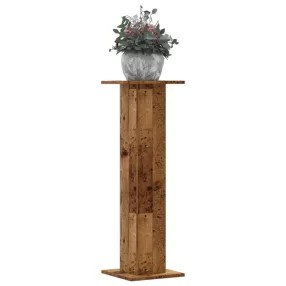   2 db antik fa színű szerelt fa növénytartó állvány 30x30x95 cm