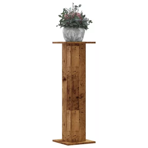 2 db antik fa színű szerelt fa növénytartó állvány 30x30x95 cm
