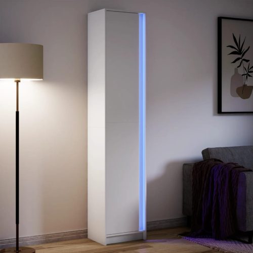 fehér szerelt fa magasszekrény LED-ekkel 41,5 x 32,5 x 200 cm