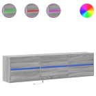 szürke sonoma színű fali TV-szekrény LED-del 180 x 31 x 45 cm
