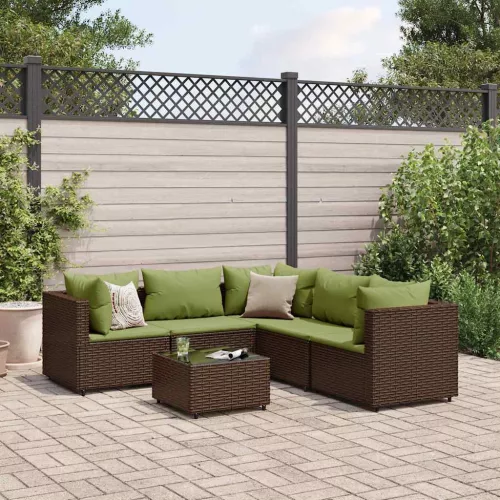 6 részes barna polyrattan kerti ülőgarnitúra párnákkal