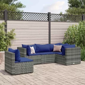   5 részes szürke polyrattan kerti ülőgarnitúra párnákkal