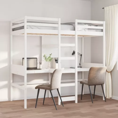 fehér tömör fenyő galériaágy-keret matrac nélkül 80 x 200 cm