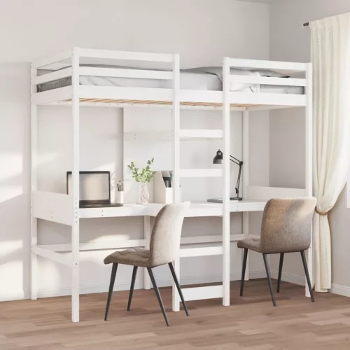 fehér tömör fenyő galériaágy-keret matrac nélkül 75 x 190 cm