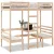tömör fenyő galériaágy-keret asztallal és székekkel 80 x 200 cm