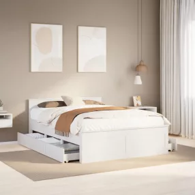   fehér tömör fenyőfa fejtámlás ágykeret matrac nélkül 150x200 cm