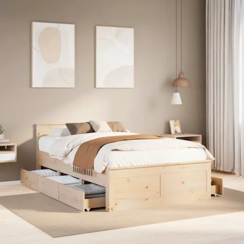 tömör fenyőfa fejtámlás ágykeret matrac nélkül 135 x 190 cm
