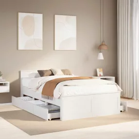   fehér tömör fenyőfa fejtámlás ágykeret matrac nélkül 135x190 cm