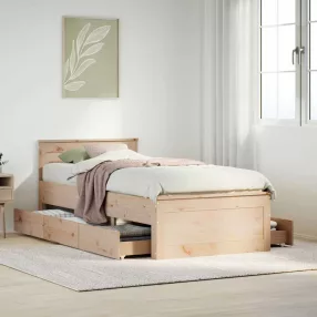   tömör fenyőfa fejtámlás ágykeret matrac nélkül 75 x 190 cm