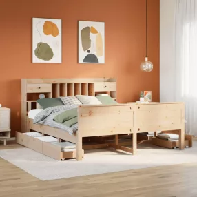  tömör fenyőfa könyvespolcos ágy matrac nélkül 180 x 200 cm