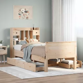   tömör fenyőfa könyvespolcos ágy matrac nélkül 90 x 200 cm
