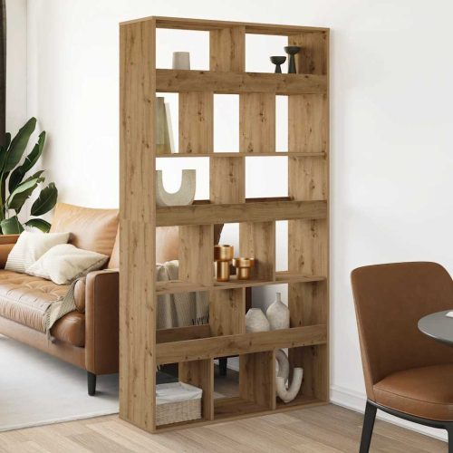 kézműves tölgy színű szerelt fa könyvespolc 100 x 33 x 187,5 cm