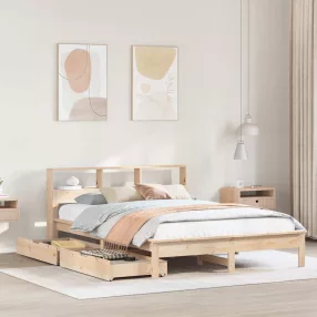   tömör fenyőfa könyvespolcos ágy matrac nélkül 120 x 190 cm