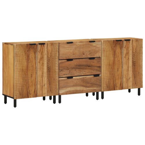 3 részes oldalszekrény barna 60x33x75 cm tömör akácfából