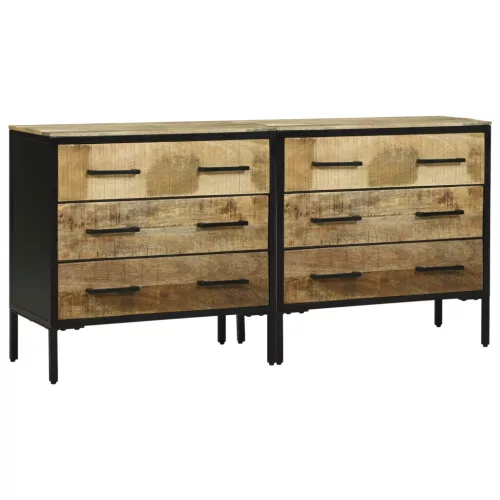 Oldalszekrények 70 x 35 x 70 cm Barna Tömör nyers mangófa