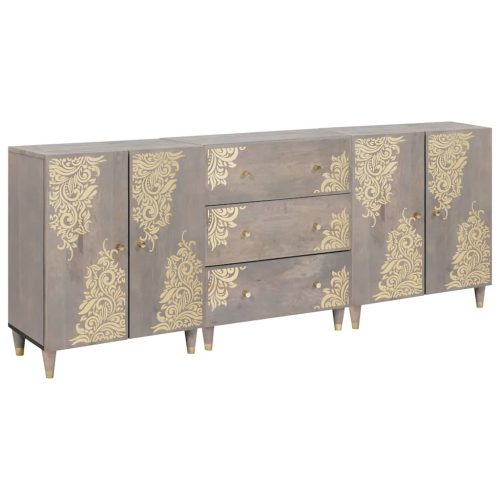 Fürdőszoba bútor szett 3 pcs Szürke és Arany 180 x 33 x 75 cm