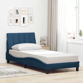   vidaXL ágykeret matrac nélkül Hanko kék 90x190 cm szövet