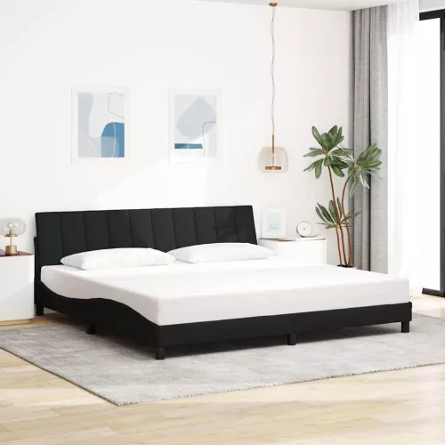 fekete szövet ágykeret matrac nélkül Hanko 200 x 200 cm