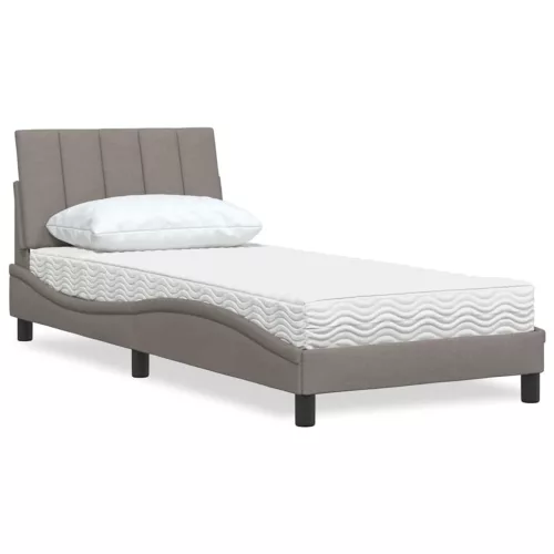 vidaXL tópszínű szövet ágy matraccal Hanko 90x190 cm