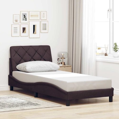 sötétbarna szövet ágykeret matrac nélkül 90x200 cm